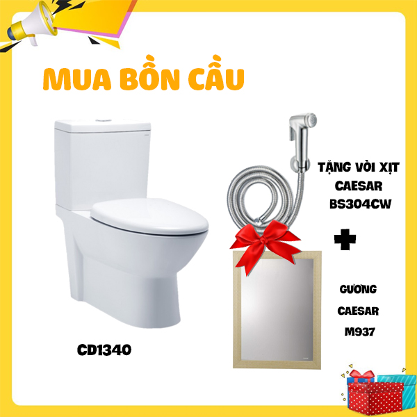 Mua bồn cầu Caesar CD1340 nhận ngay combo quà tặng